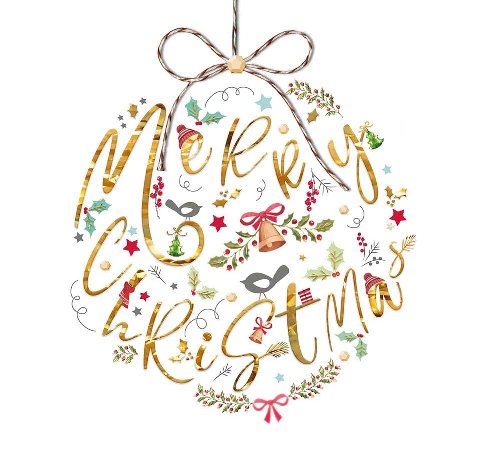 Merry Christmas Bauble Personalised Christmas Card