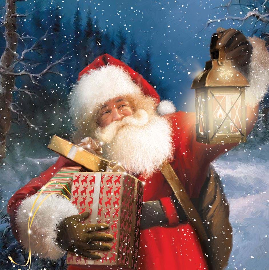 Santa Lighting the Way Personalised Christmas Card