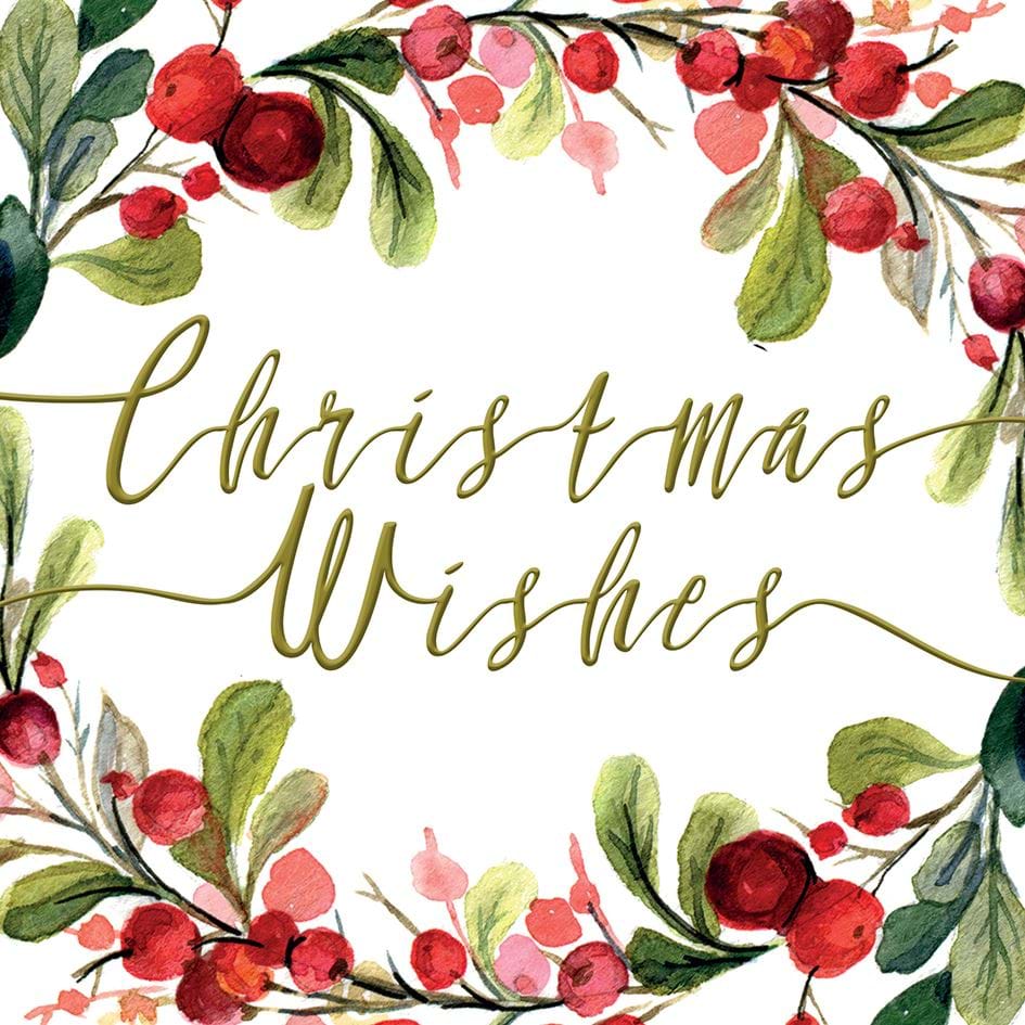 Watercolour Berries Christmas Card