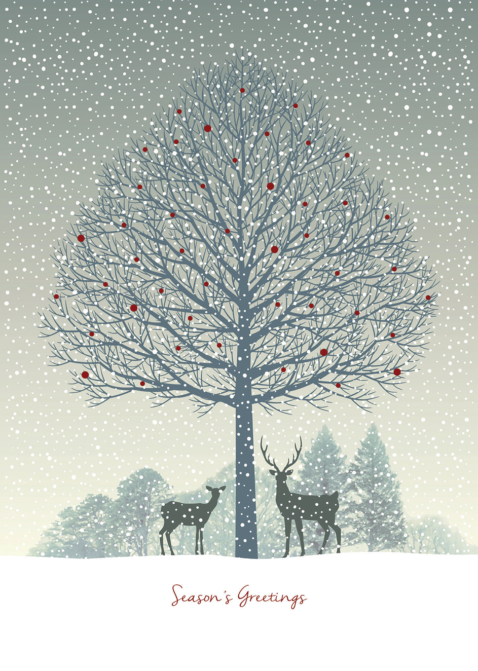 Snowing Scene Personalised Christmas Card