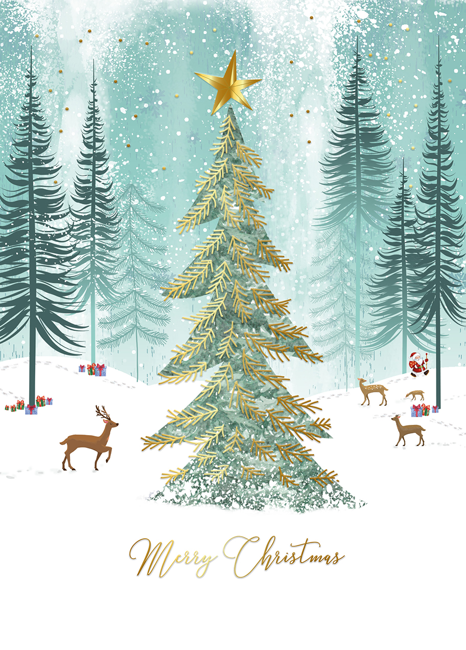 Woodland Scene Personalised Christmas Card