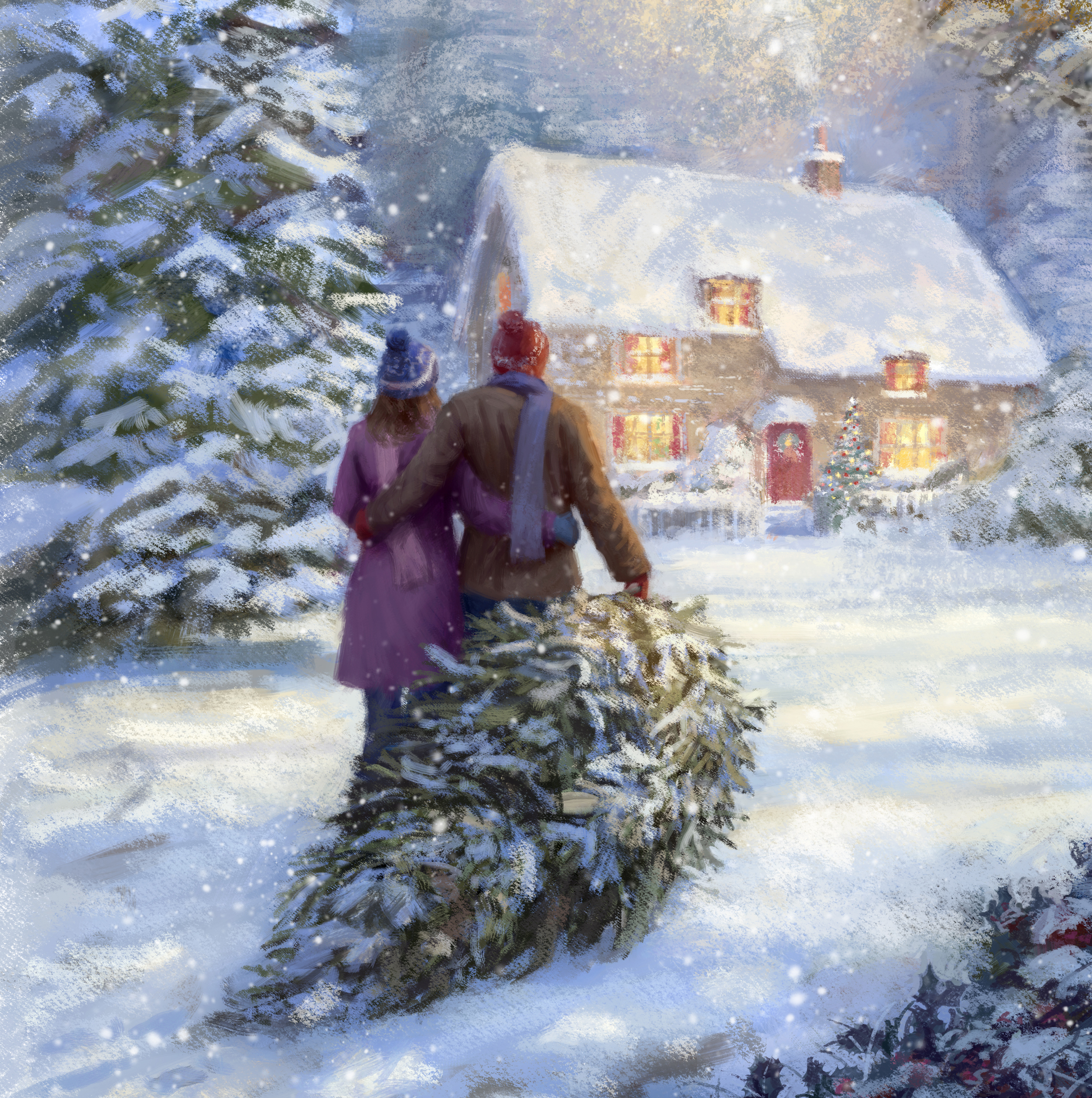 Couple Walk Personalised Christmas Card