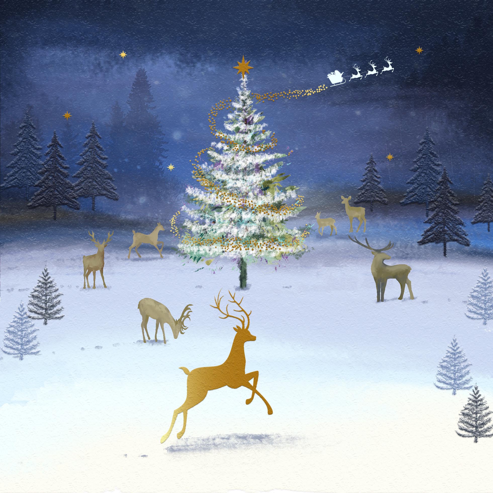Sparkling Christmas Tree Personalised Christmas Card