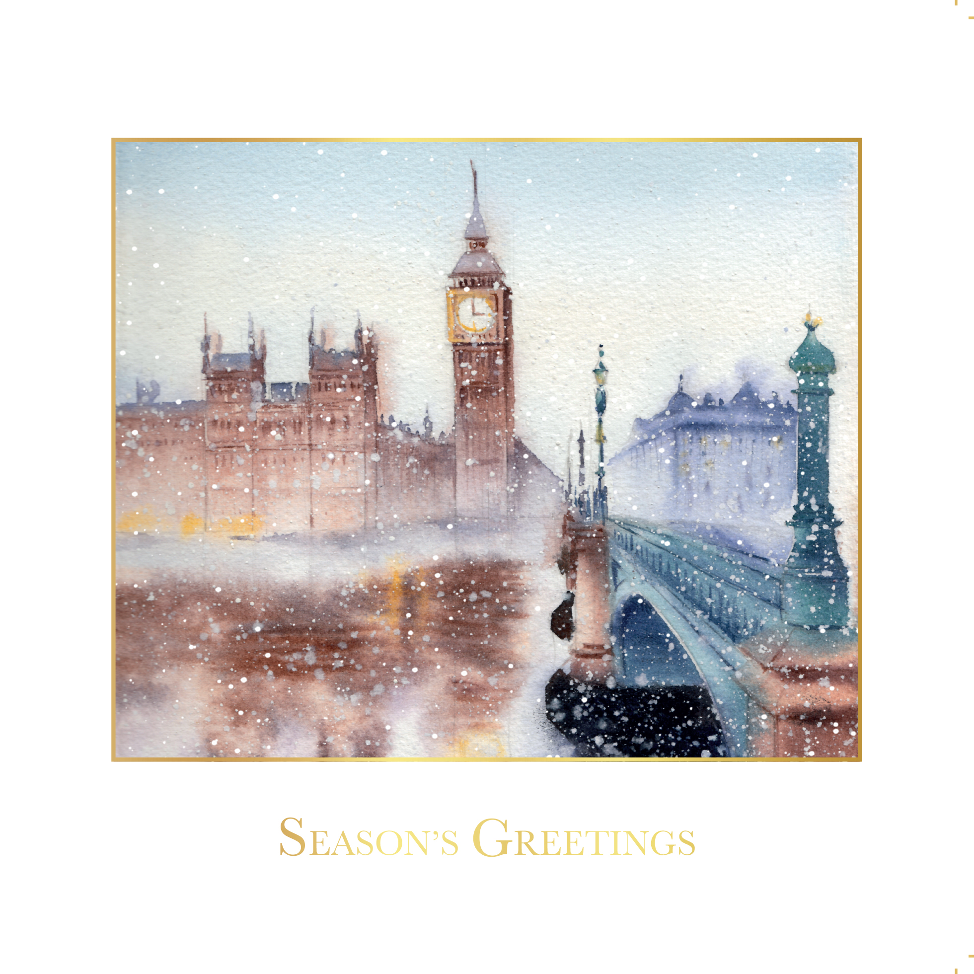 Watercolour London Personalised Christmas Card - Foiled Name