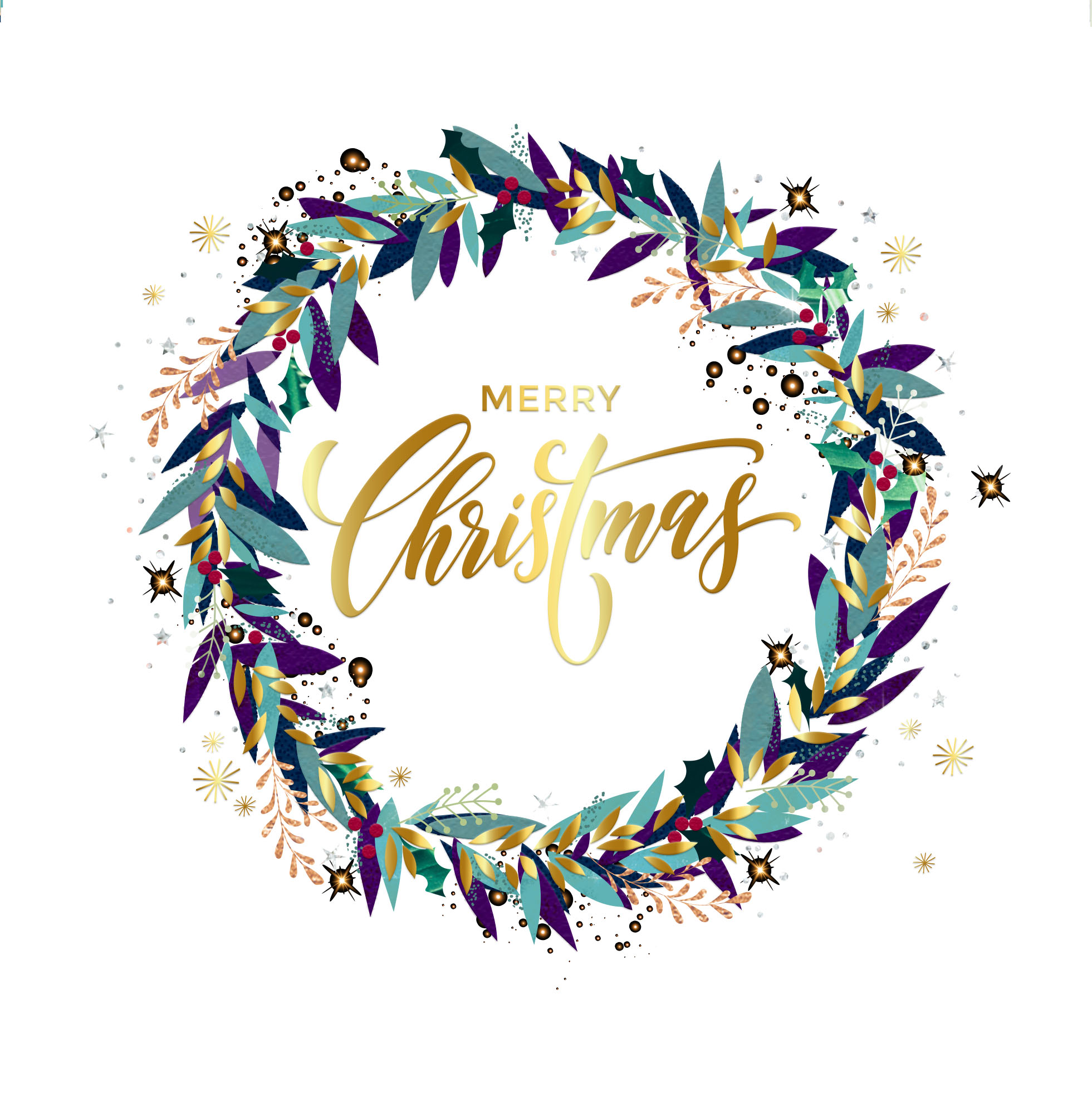 Stylised Wreath Personalised Christmas Card