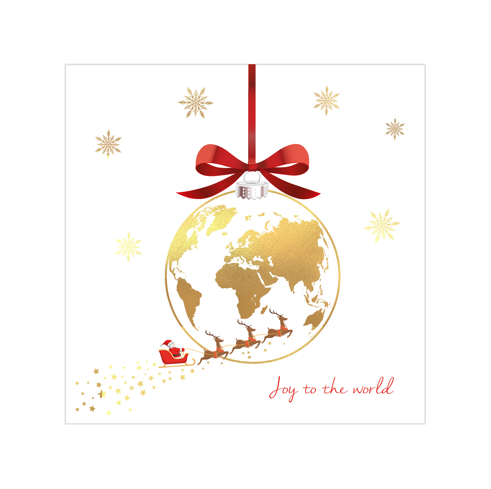 Joy To The World Bauble Personalised Christmas Card
