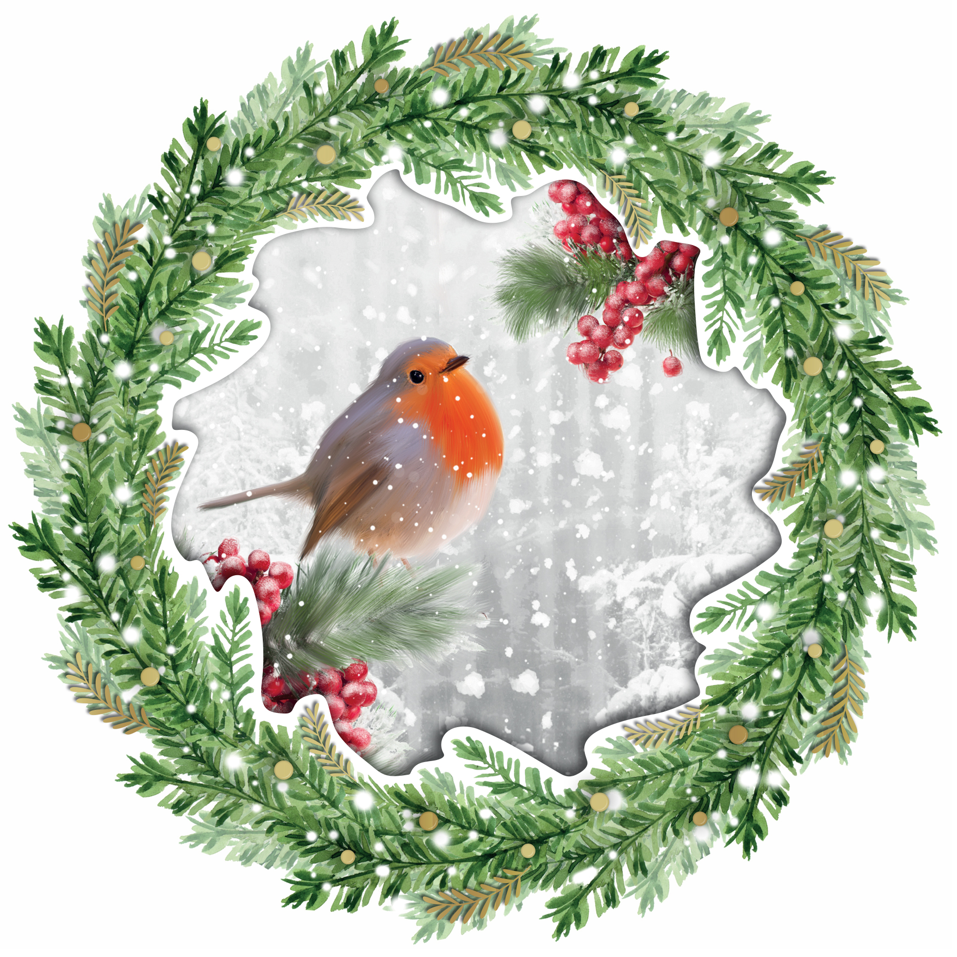 Winter Robin Personalised Christmas Card