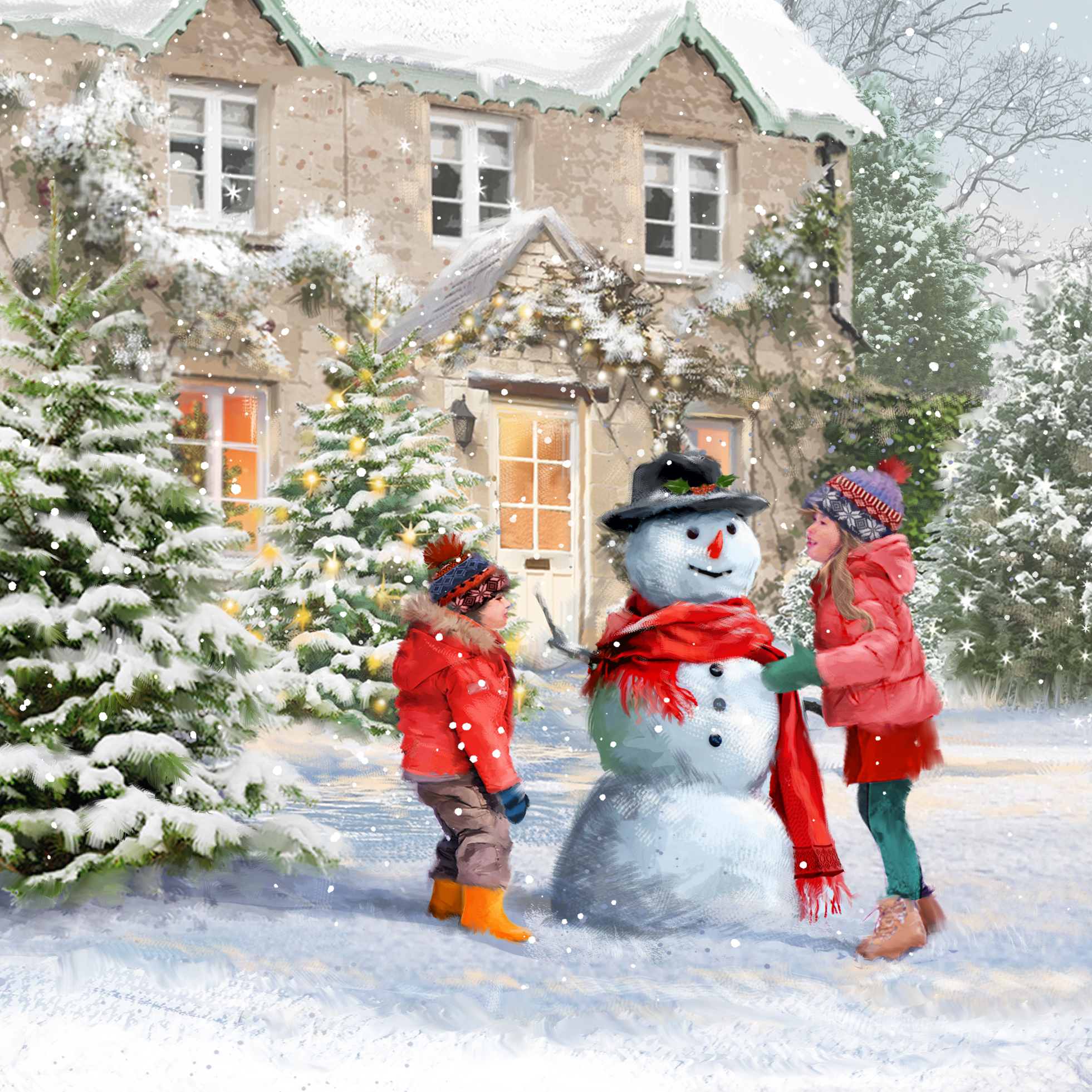 Joy of Building a Snowman Personalised Christmas Card