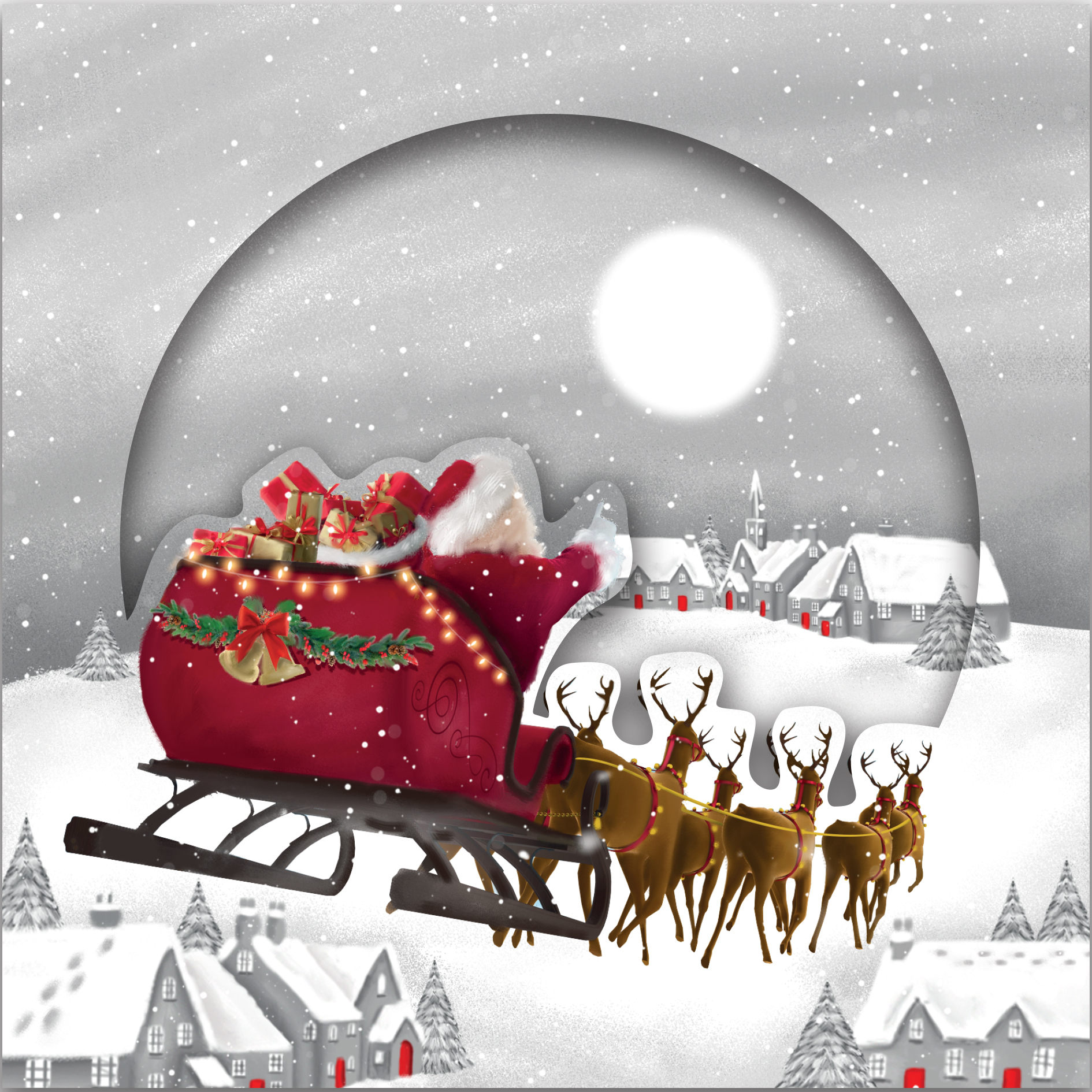 Flying Santa Personalised Christmas Card