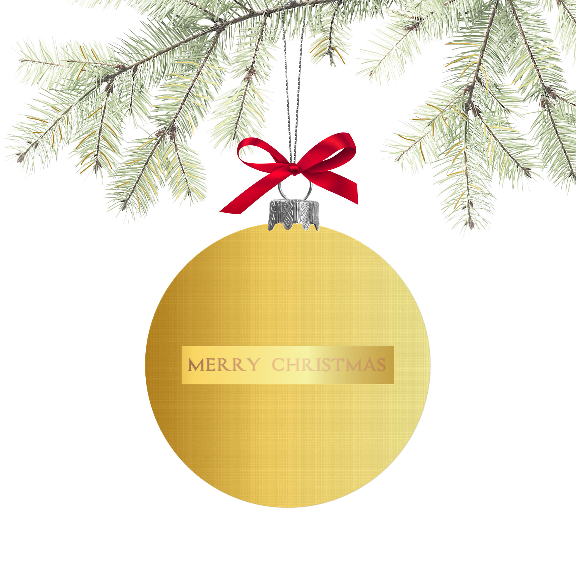 Modern Bauble with Ribbon Personalised Christmas Card