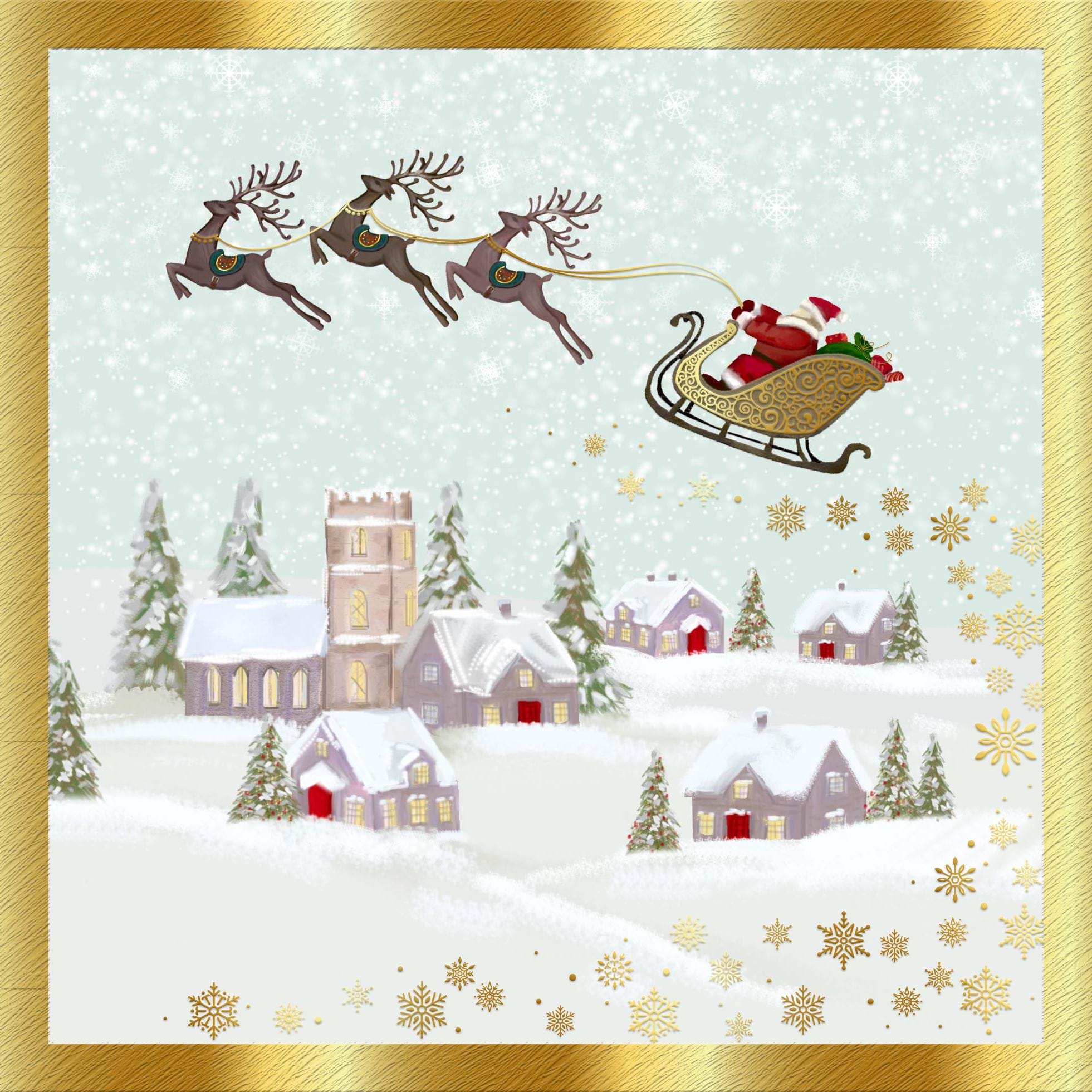 Flying Over The Rooftops Personalised Christmas Card