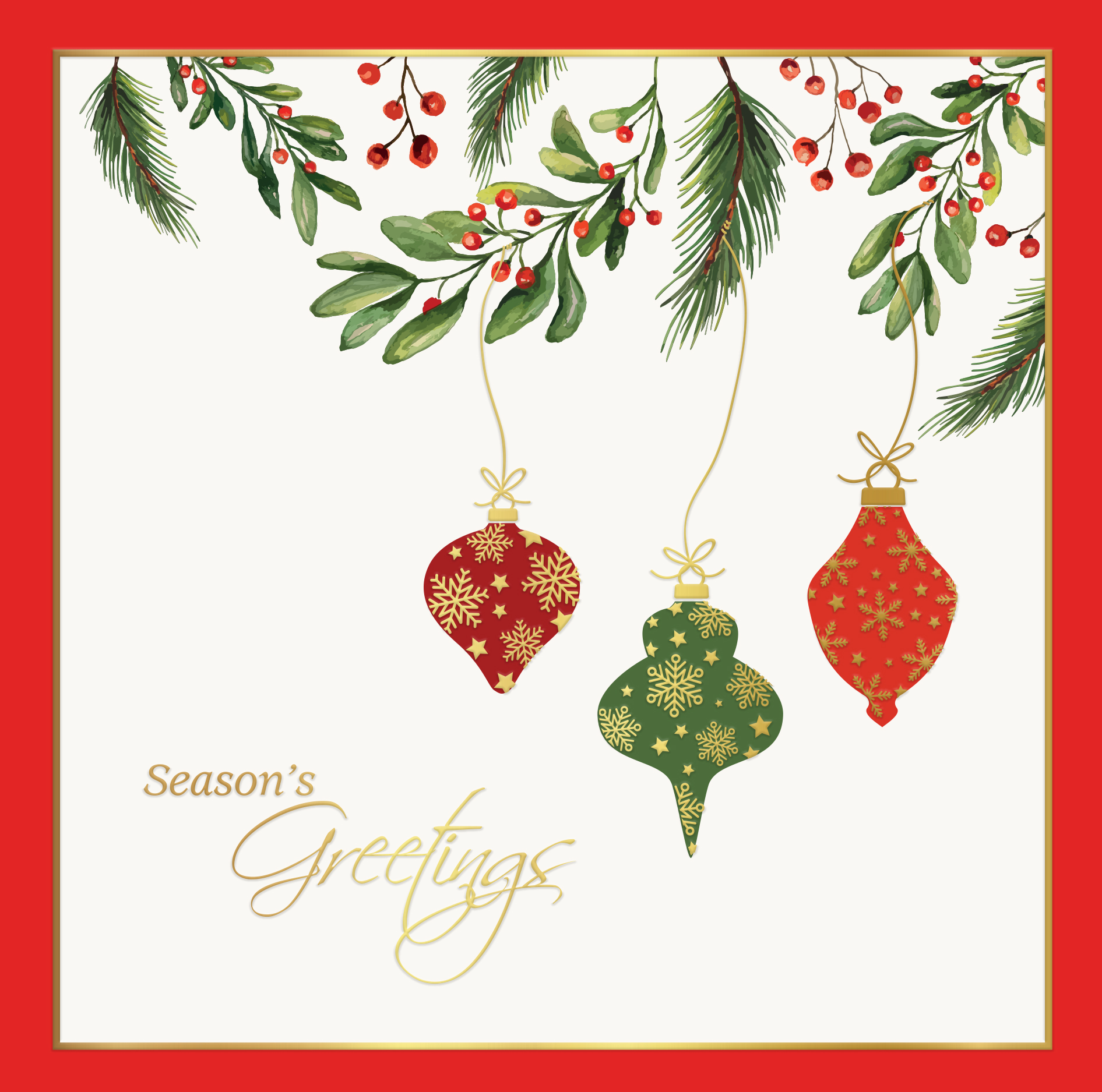 Delicate Baubles Personalised Christmas Card