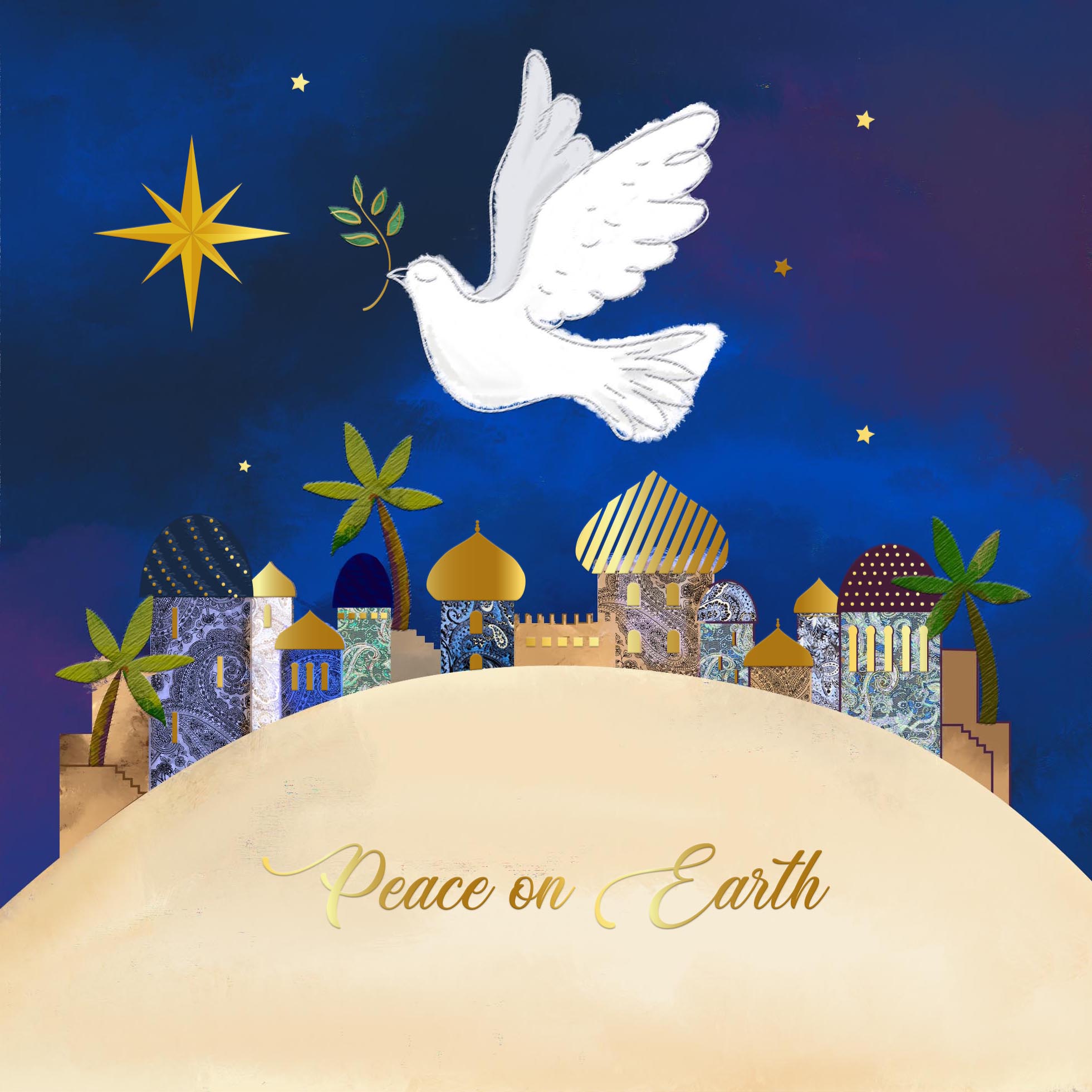 Peace on Earth Dove Personalised Christmas Card