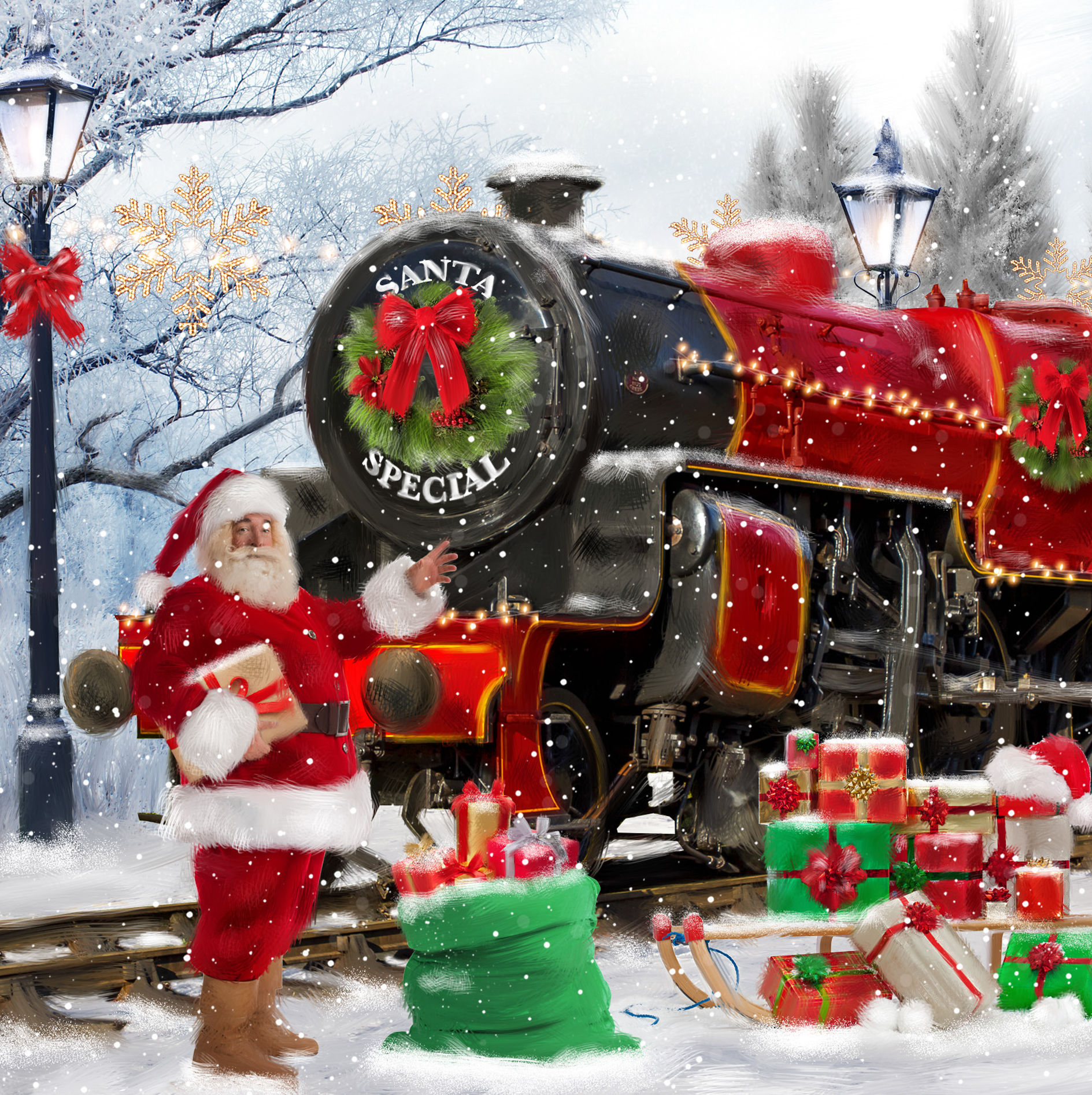 Santa's Train Personalised Christmas Card