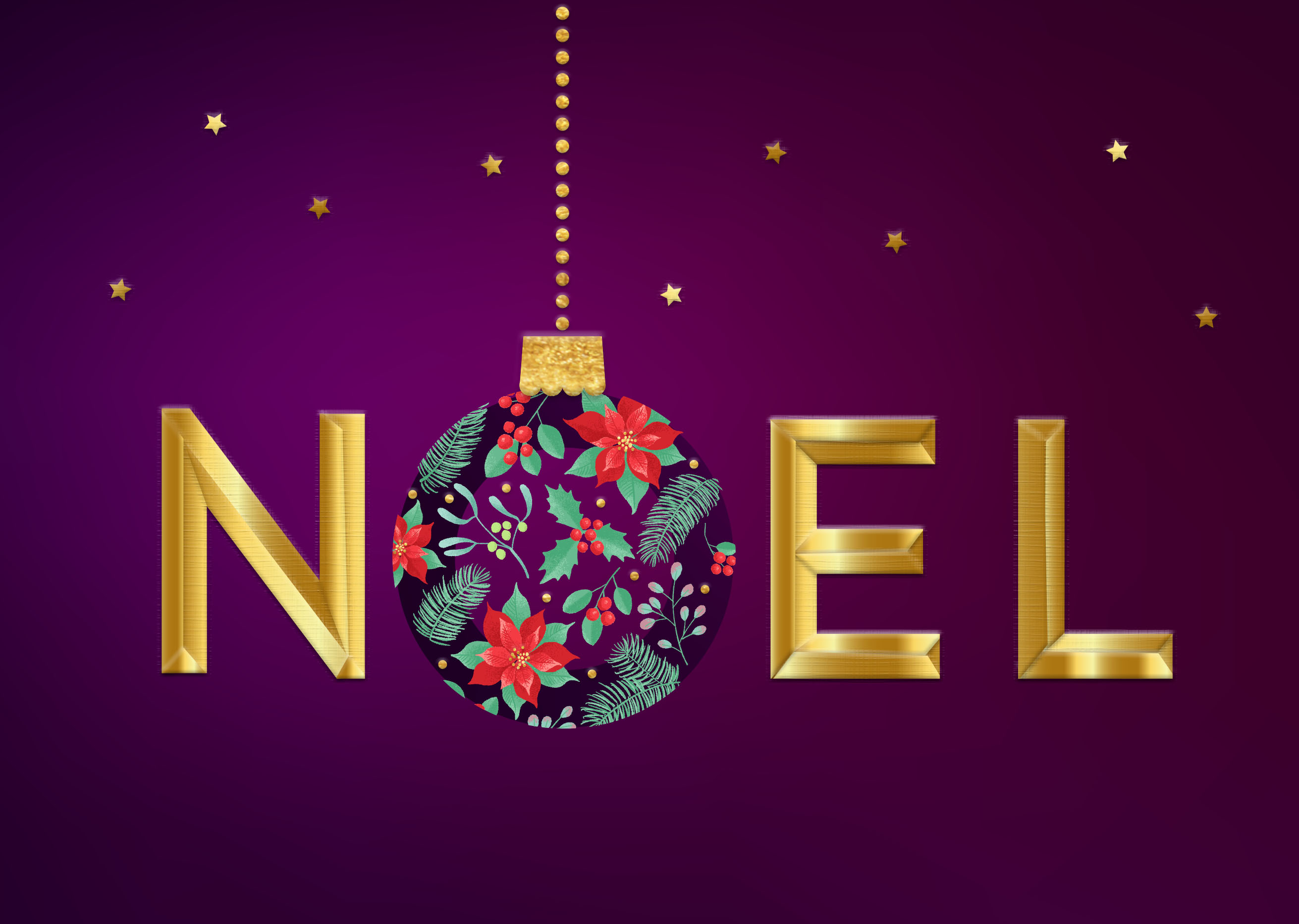 Noel Bauble Personalised Christmas Card