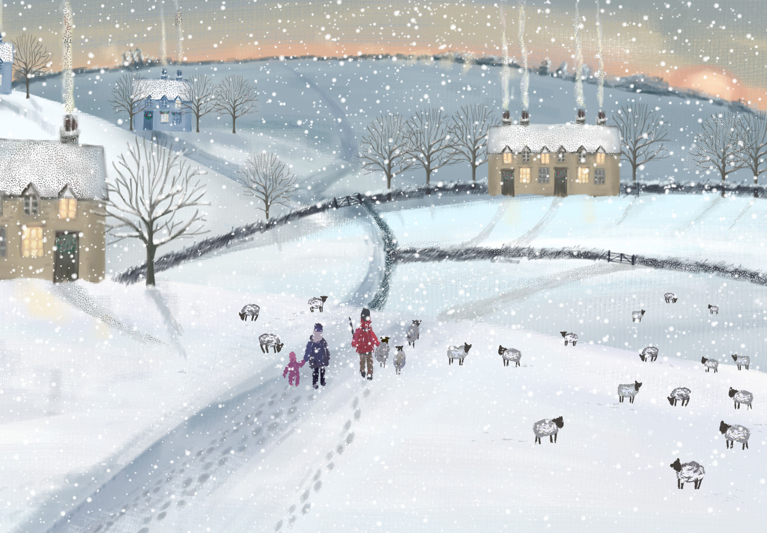 Winter Walk Personalised Christmas Card