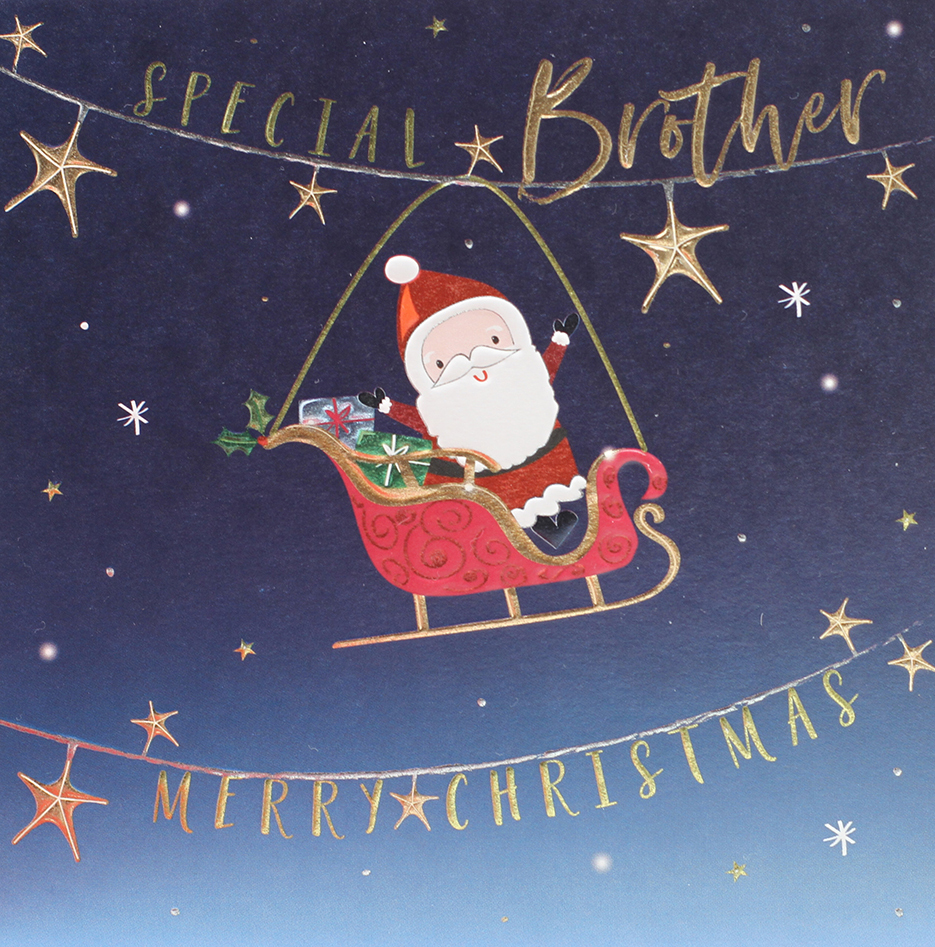 Santa and Sleigh Brother Christmas Card