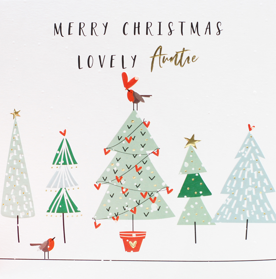 Row of Trees Auntie Christmas Card