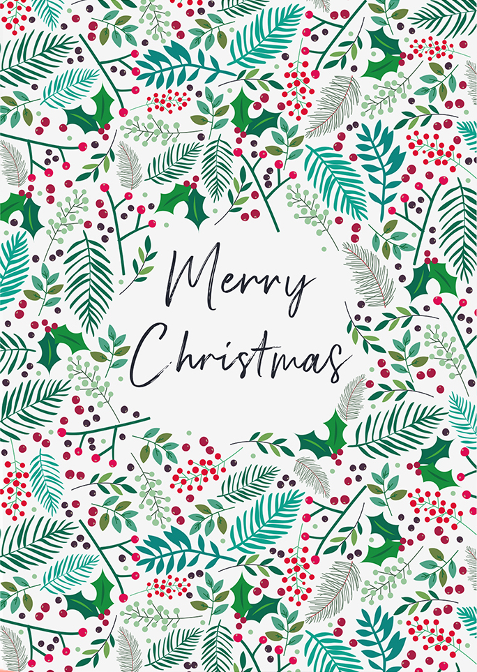 Holly and Berries Christmas Card