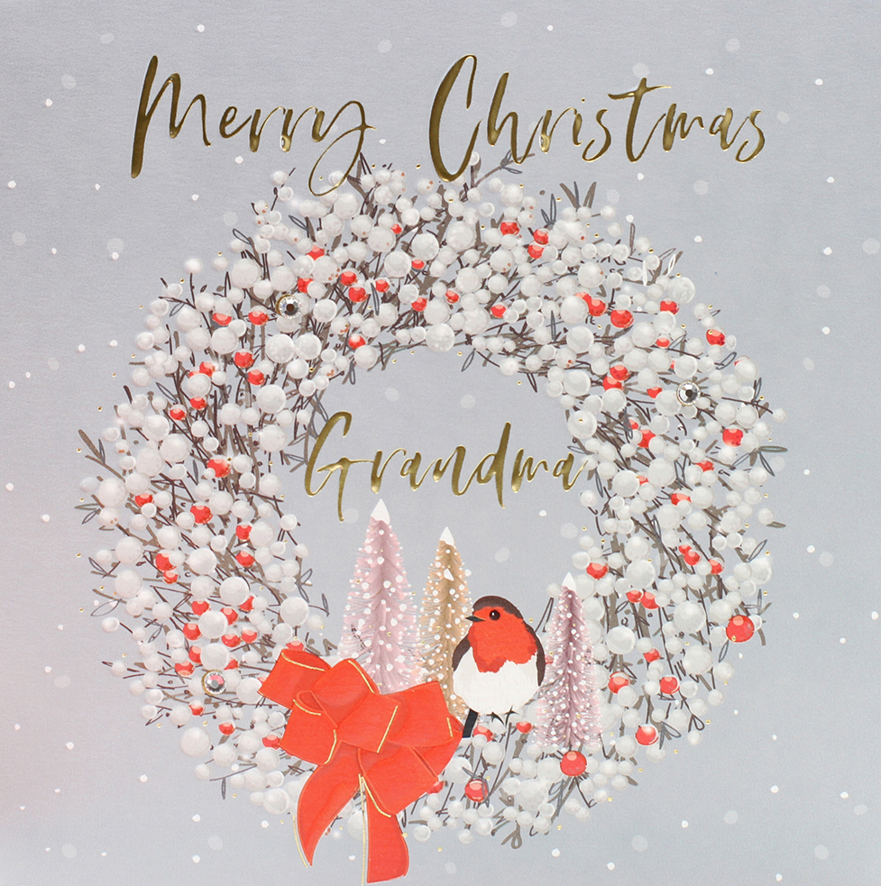 Wreath and Robin Grandma Christmas Card