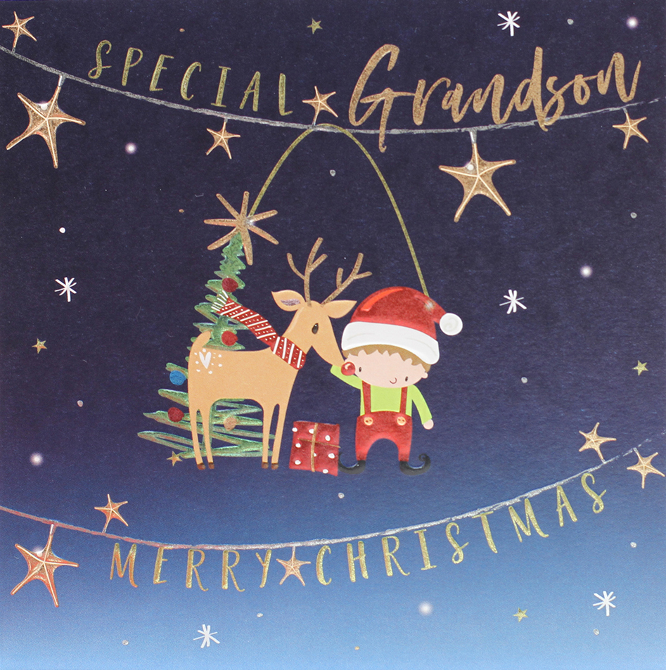 Little Elf Grandson Christmas Card