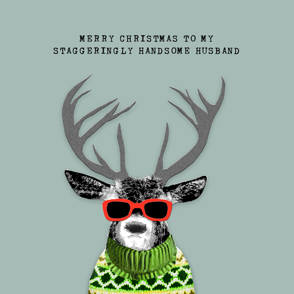 Festive Stag Husband Christmas Card