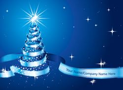 Blue Ribboned Tree Personalised Christmas Card - Front Personalised