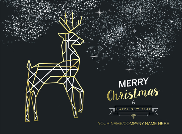Elegant Reindeer Personalised Christmas Card - Front Personalised
