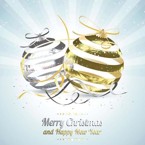 Gold and Silver Baubles Personalised Christmas Card