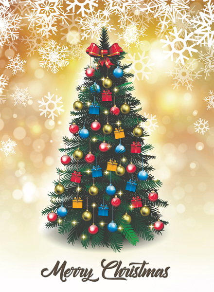Snowy Christmas Tree Personalised Christmas Card