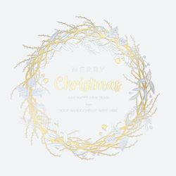 Gold and Silver Wreath Personalised Christmas Card - Front Personalised