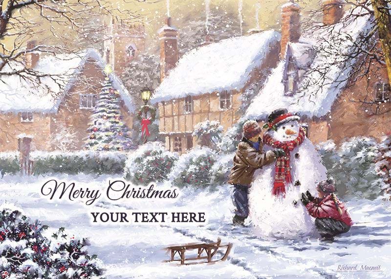 Building the Snowman Personalised Christmas Card - Front Personalisation