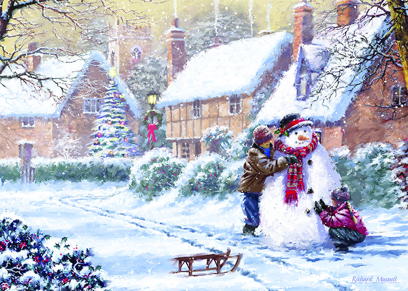 Building the Snowman Personalised Christmas Card
