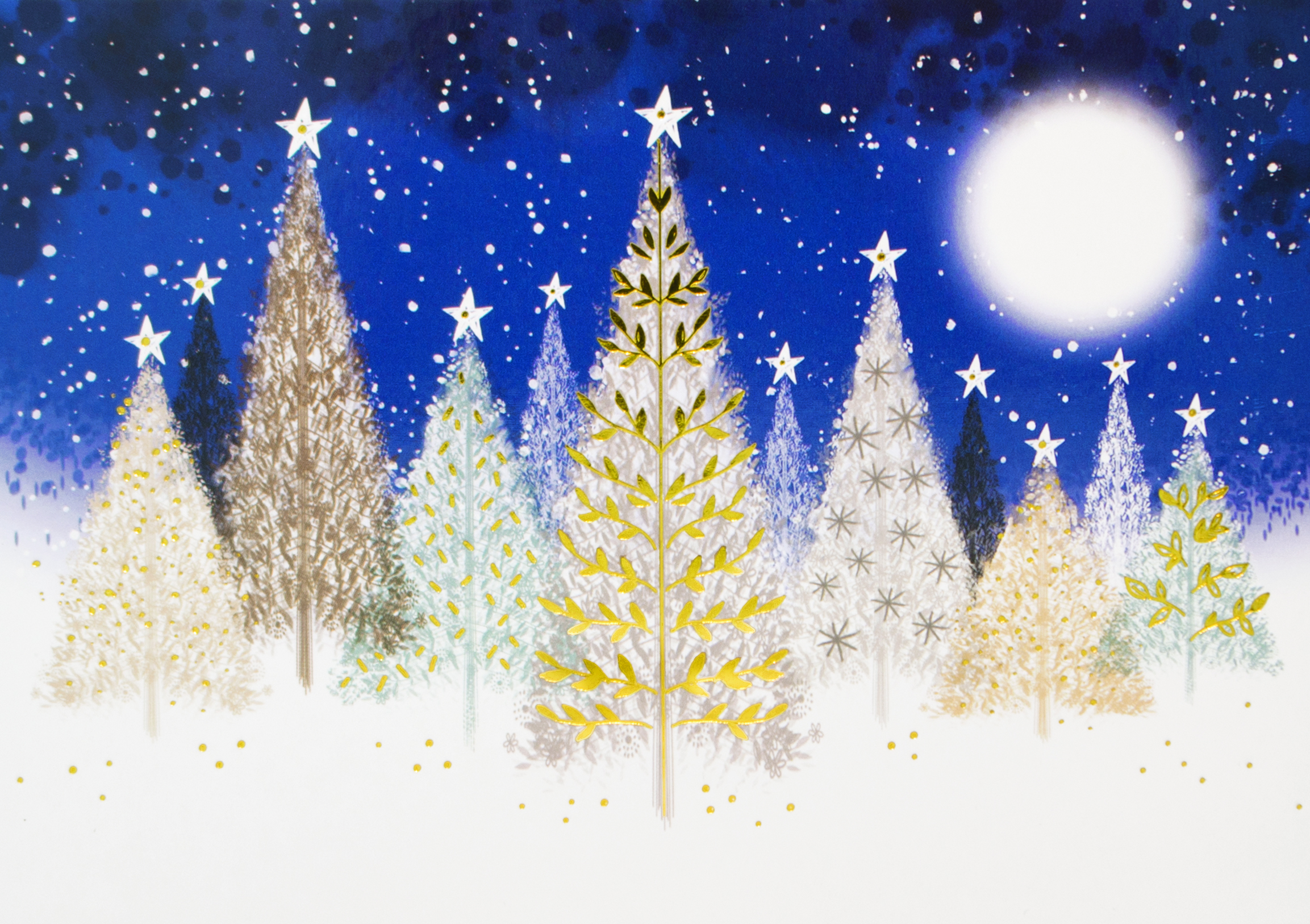 Gold Leaf Tree Personalised Christmas Card