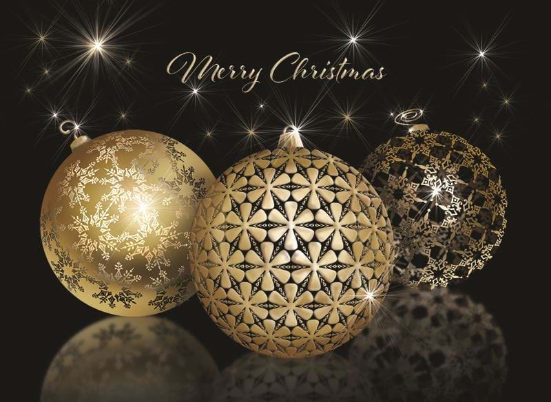 Golden Baubles Personalised Christmas Card