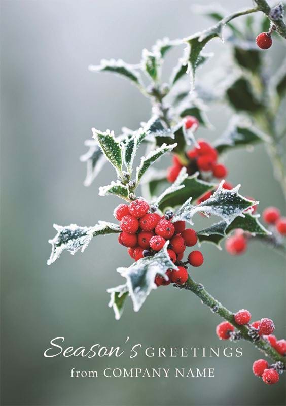 Holly and Berries Personalised Christmas Card - Front Personalisation