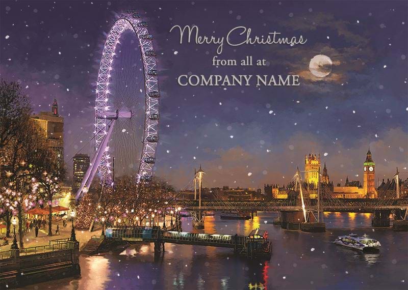 London Eye and Big Ben Personalised Christmas Card - Front Personalisation