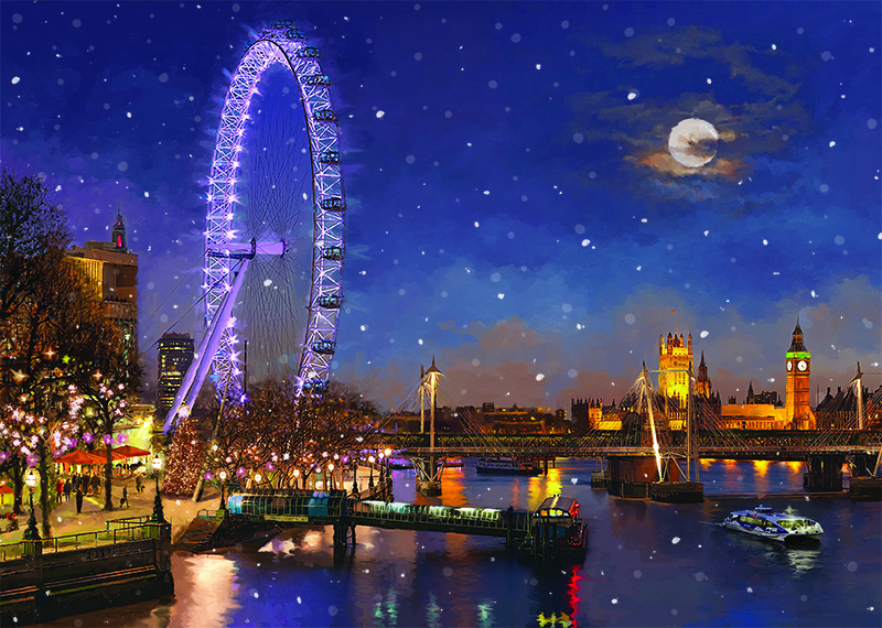 London Eye and Big Ben Personalised Christmas Card