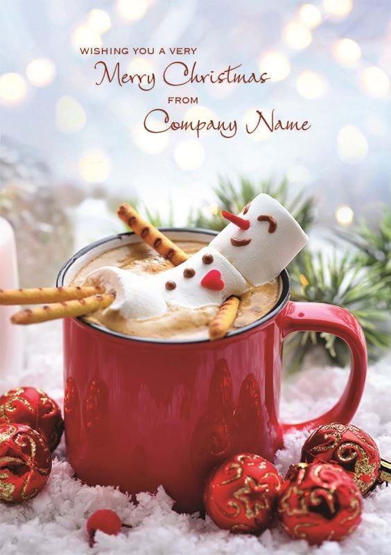Merry Marshmallow Personalised Christmas Card - Front Personalisation