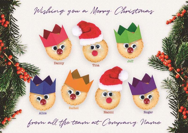 Mince Pie Team Personalised Christmas Card - Front Personalisation