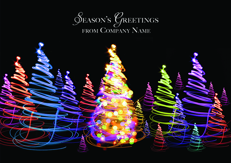 Multicoloured Trees Personalised Christmas Card - Front Personalisation