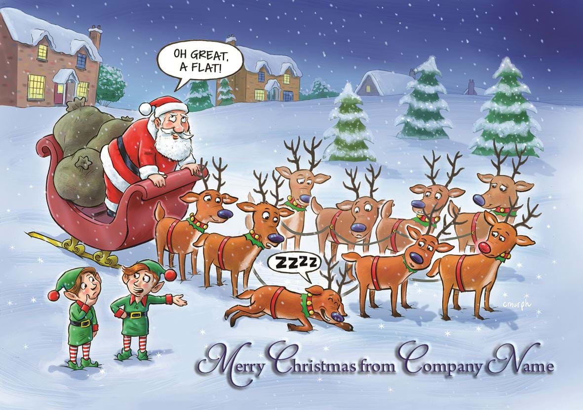 Oh Great, A Flat! Personalised Christmas Card - Front Personalisation