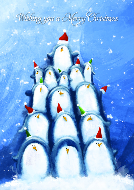 Penguin Pyramid Personalised Christmas Card