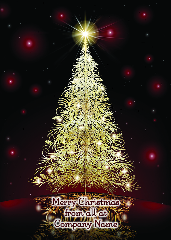 Radiant Tree Personalised Christmas Card - Front Personalisation