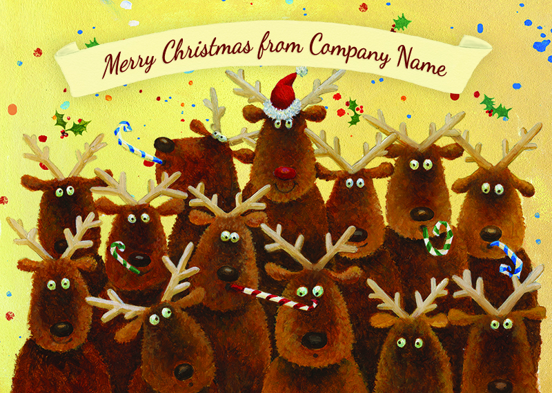Reindeer Team Personalised Christmas Card - Front Personalisation