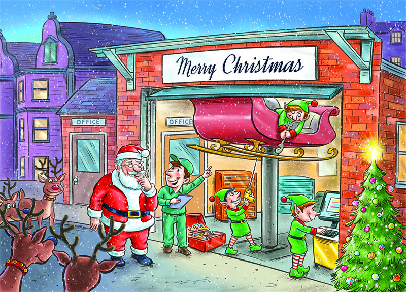 Santa's Repair Personalised Christmas Card