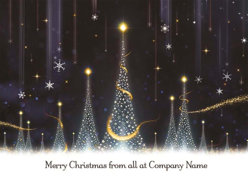 Sparkly Trees Personalised Christmas Card - Front Personalisation