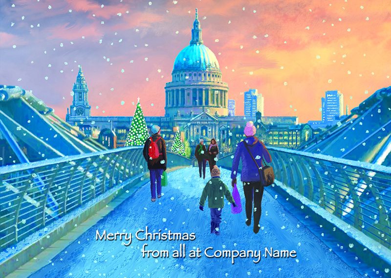 St Paul's from the Millennium Bridge Personalised Christmas Card - Front Personalisation