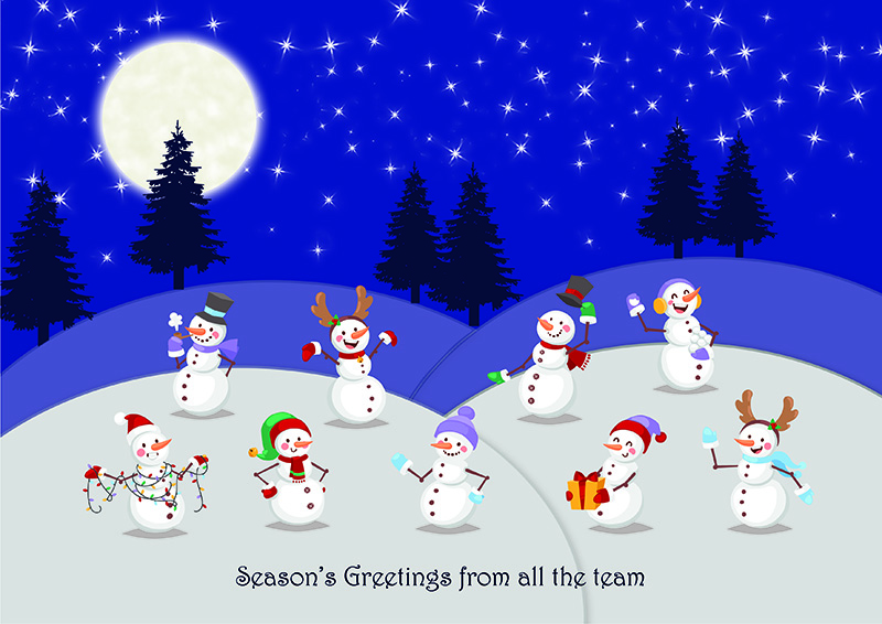 Teamwork Snowman Personalised Christmas Card