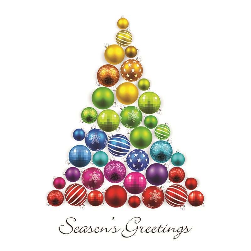 Tree of Baubles Personalised Christmas Card